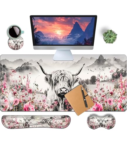 1 X Funky Cow Print Mouse Mat - Pattern Animal Farm Desk Accessories Birthday Computer Office Work Home Mousepad Pad PC IT Gift #41145