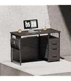 Amazon | N&S ワークデスク ラック付き 幅120cm ブラック スチール脚