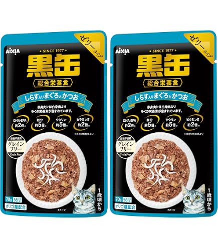 Amazon.co.jp: 黒缶 パウチ まぐろとかつお 70g x 24袋入り : ペット用品