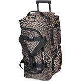 Rockland Rolling Duffel Bag, Brown Leopard, 22-Inch, Rolling Duffel Bag