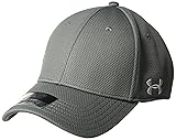 Under Armour Men's Curved Brim Stretch Fit Cap, Graphite (040)/White, X-Large/XX-Large