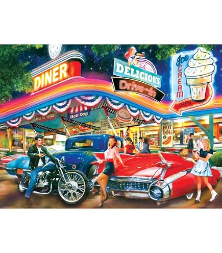 RoseArt Back To The Past Tailgating Fun 750-Piece Jigsaw Puzzle – Nostalgic Football Party Scene For Adults