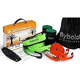 flybold Slackline Kit with Training Line Tree Protectors Ratchet Protectors Arm Trainer 57 feet Easy Set up Instruction Bookl