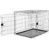 Amazonベーシック 犬 ペットケージ 折りたたみ可能 トレー付き ダブルドア 107 cm x 71 cm x 76 cm 大型犬 ブラック