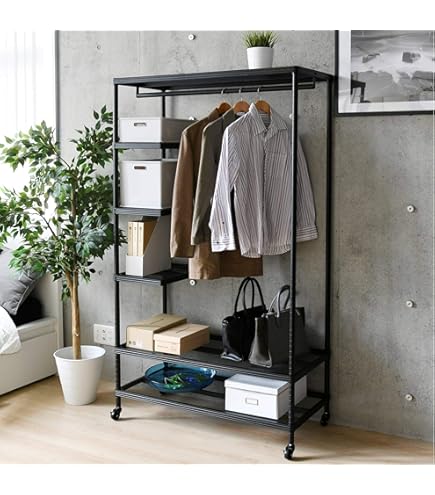 Amazon｜Amazonベーシック ハンガー ラック ワードローブ 収納 延長