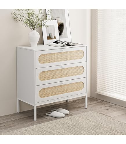 ラタン調　チェスト　3段　アイボリー Amazon｜□家具 furniture□ラタン調 収納ラック 3段 アイボリー