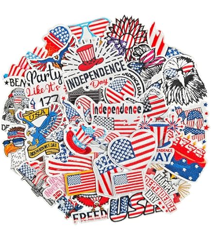 36-Piece Patriotic Iron-On Transfers - 4th Of July Heat Transfer Vinyl For Clothes & DIY
