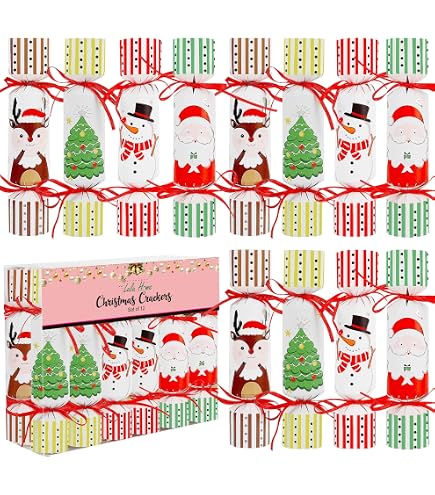 Darnassus 12-Pack Christmas Party Favors - No-Snap Crackers With Hats, Jokes & Toys For Kids & Adults