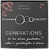 EFYTAL Generations Bracelet for Grandma Sterling Silver 3 Interlocking Infinity Circles for Mom & Granddaughter Mothers Day J