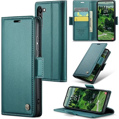 ELEPIK for Galaxy S25 Case with Card Holder, Kickstand [3 Card Holder + 1 Cash Slot] [Durable PU Leather] Magnetic Wallet Pho