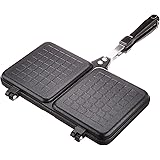 アイリスプラザ(IRIS PLAZA) ホットサンドメーカー 直火式 ガス火専用 2枚焼き ダブル お手入れ簡単 キャンプに使える ブラック 36×25×3cm