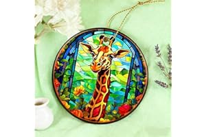 クリスマスハンギングオーナメント1個 - クリスマスツリー用のキリンラウンドデコレーション、Hoildayパーティーホームデコレーション、お祭りのプレゼントやギフト交換に最適