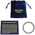 Believe London Hematite Magnetic Therapy Bracelet with Jewelry Bag & Meaning Card | Strong Elastic | Precious Natural Stones 