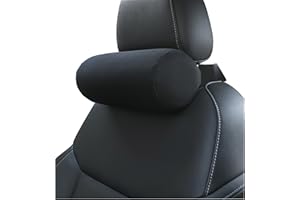 ALIBO Memory Foam Chairs Recliner Car Neck Pillow with Adjustable Strap Soft Auto Cervical Round Roll Bolster Headrest Supports Cushion Pad Black 1 Piece