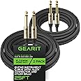 GearIT Guitar Instrument Cable (15ft 2-Pack) 1/4 Inch to 1/4 inch TS Straight Male to Male 6.35mm Mono Jack with Alloy Connec