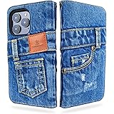UK Trident デニム iPhone15ProMax ケース 手帳型 スマホケース iPhoneケース (アイフォン15ProMax ケース 6.7インチ対応 アイフォンケース）カード収納 おしゃれ iPhone 15 Pro Max ケース