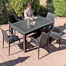 Amazon.co.jp: ガーデンテーブル チェア 7点セット W150テーブル 肘