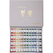 Amazon | ナカガワ胡粉 日本画用絵具 鳳凰 岩絵具 平安 48色セット 