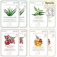 MEAROSA Facial Sheet Mask Korean SkinCare premium Quality Vitamin C Collagen Essence Sensitive skin(8 Sheet Variety pack)