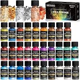 Mica Powder, Glitter & Gold Flakes Kit - 32 Colour All-in-One Kit Resin Pigment Set | 26 Mica Powders, 3 Glitters, 3 Foil Fla