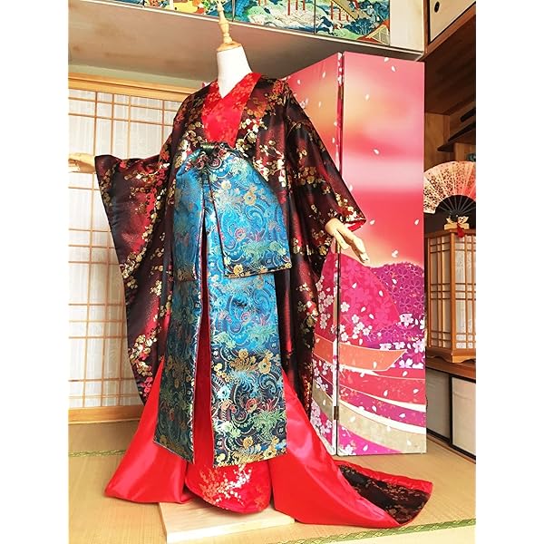 Amazon.co.jp: コスチューム 高級 吉原花魁 和柄 着物風 癒し和美人