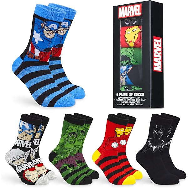 Bioworld Marvel Venom Crew Socks - Officially Licensed With She-Hulk & Spidey Designs
