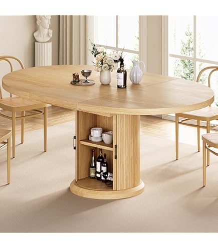 Lexicon 42" X 84" Extendable Oval Dining Table For 6 - Modern Wood Kitchen Table With Easy Assembly