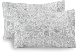 Elegant Comfort Pattern Printed Pillowcases 2-Piece Set Egyptian Quality 1500 Thread Count Timeless Classic Designs Soft and Smooth Weave, Wrinkle Resistant, Paisley King Pillowcase, Gray