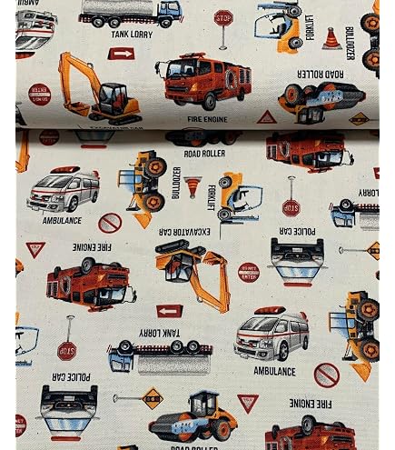 Amazon | 車 はたらくくるま オックス ドット絵 ピクセルアート 生地