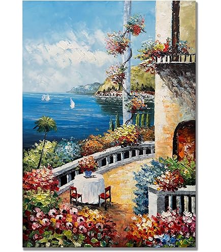 Amazon｜zoinart 3Dモダン油絵 キャンバス抽象画 白い花 キャンバス