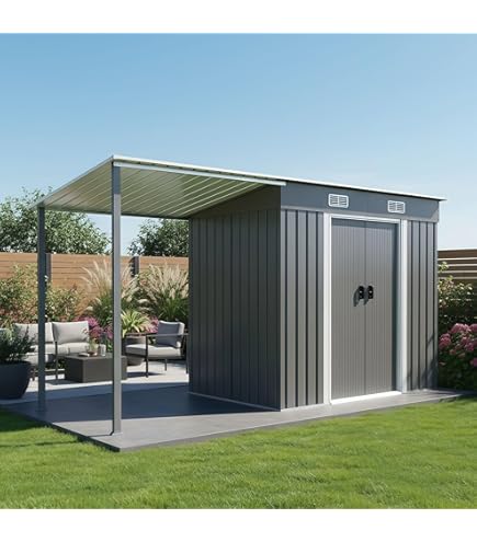 Amazon | 物置 屋外 大型 スチール製 収納庫 幅236cm×奥行303cm×高さ