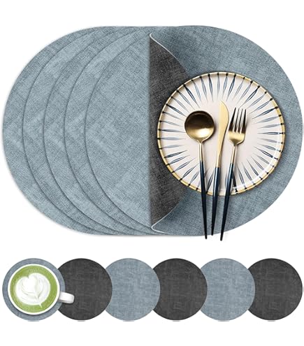 Fanquare Floral Placemats Set Of 4 Retro Green Leaf Print Table Mats