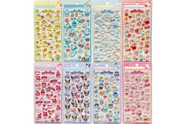 YAYAMIYA 3dシール 立体シール おしゃれ デコシール ごほうび 子供 貼り付け可能 贈り物 手帳 携帯 女の子 DIY用 手帳用 水筒・スマホケース・アルバム飾り用 貼り付け可能 (8枚セット)