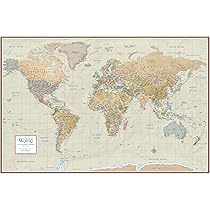 Amazon | Swiftmaps 世界地図ポスター 現代的 特選 壁用 縦24 x