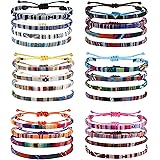 Florideco 24 Pcs Boho Surfer Bracelet Anklet Adjustable Beaded Anklets Handmade Braided Bracelet Colorful Anklet Summer Strin