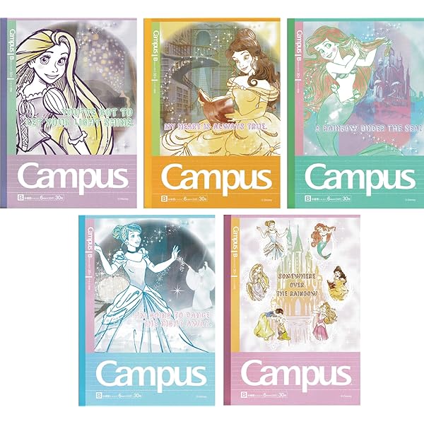 Amazon 限定デザイン キャンパスノート ディズニープリンセス ドット入りb罫 ５冊パック S ノート 文房具 オフィス用品