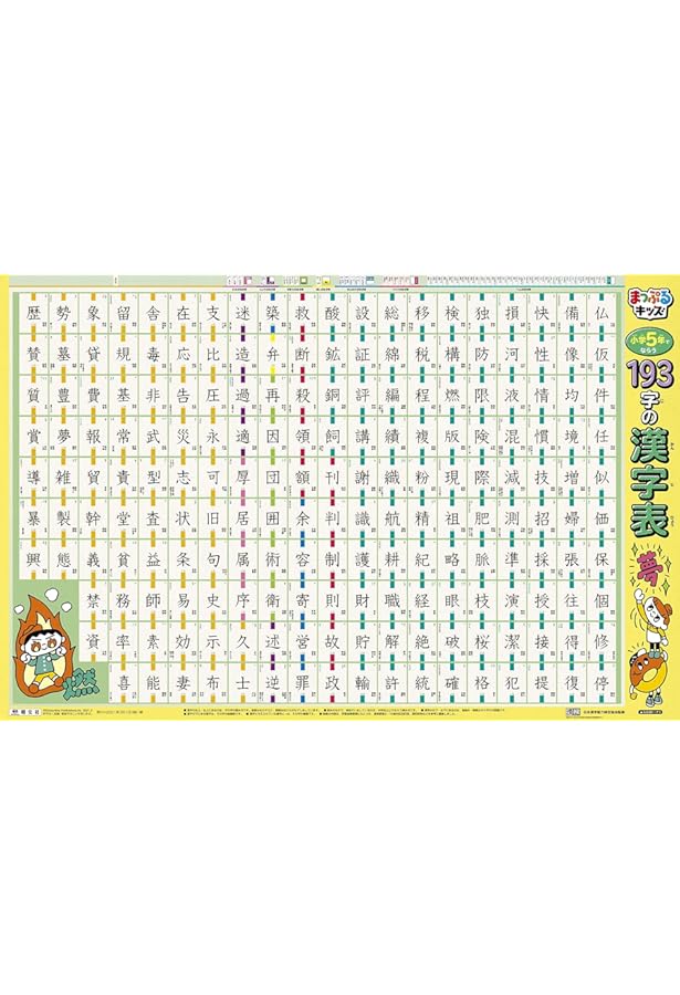なるほどkids はっておぼえる小学5年でならう193字の漢字表 | 昭文社