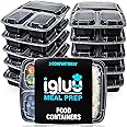 [10 Pack] 3 Compartment BPA Free Reusable Meal Prep Containers - Plastic Food Storage Trays with Airtight Lids - Microwavable