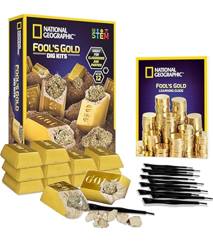 National Geographic Kit Di Scavo Oro – Crea Un Lingotto E Scopri Cristalli Di Pirite (Fool's Gold) Per Bambini 8+