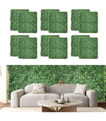 Amazon｜ULAND フェイクグリーン 壁掛け 50×50cm 4枚セット 人工観葉