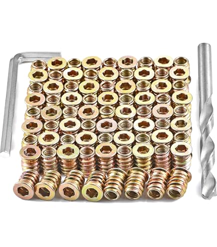 POWERTEC 1/4-20 T Nuts, 50 Pcs | 4 Pronged Tee Nuts For Bolts And Stem