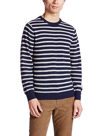 Cashmere Stripe Crewneck Sweater 3213-105-0335: Navy