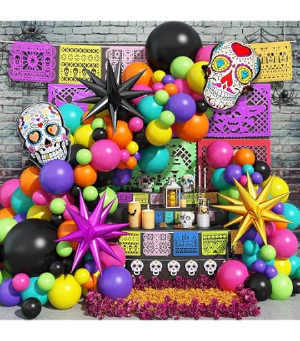 30 Accessoires Photo Día De Los Muertos – Masques Crâne Sucré Pour Fête Mexicaine - 6