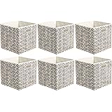 Amazon Basics Collapsible Fabric Storage Cubes with Oval Grommets - 6-Pack, Chevron, Taupe