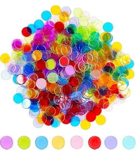 thumbnail image 2 of QXCFTW 200 Pcs Colored Bingo Chips, 20mm Plastic Counters, 6 Colours Plastic Tokens Coins, Numicons For Kids, Math Counting Education Game 2 of 11