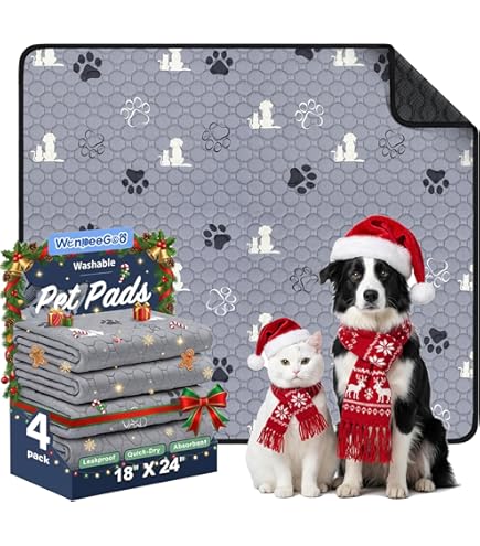 FunFurry Washable Pee Pads For Dogs - Reusable Pee Pads,Waterproof Puppy Pads,Pet Training Pads,Super Absorbent With Dog Paw Shape Non-Slip Backing (Cream, 12" X 12" - 4 Pack