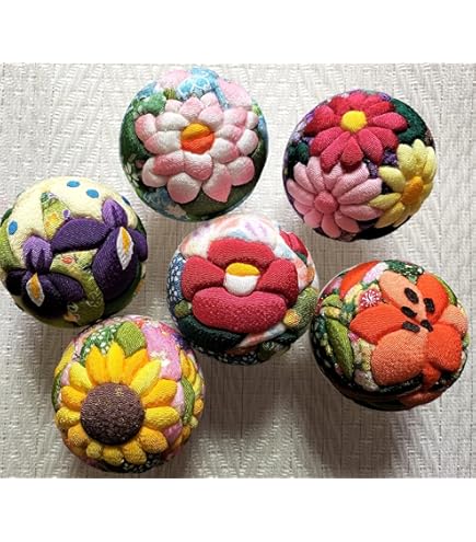 Amazon.co.jp: ちりめん手芸キット☆木目込み手まり・花景色6個セット