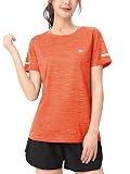 [TACVASEN] スポーツウェア レディース 半袖 冷感 トップス 速乾 ランニングｔシャツ テニスウエア ジムウェア カジュアル ヨガ 運動服 大きいサイズ 夏 オレンジ 3XL