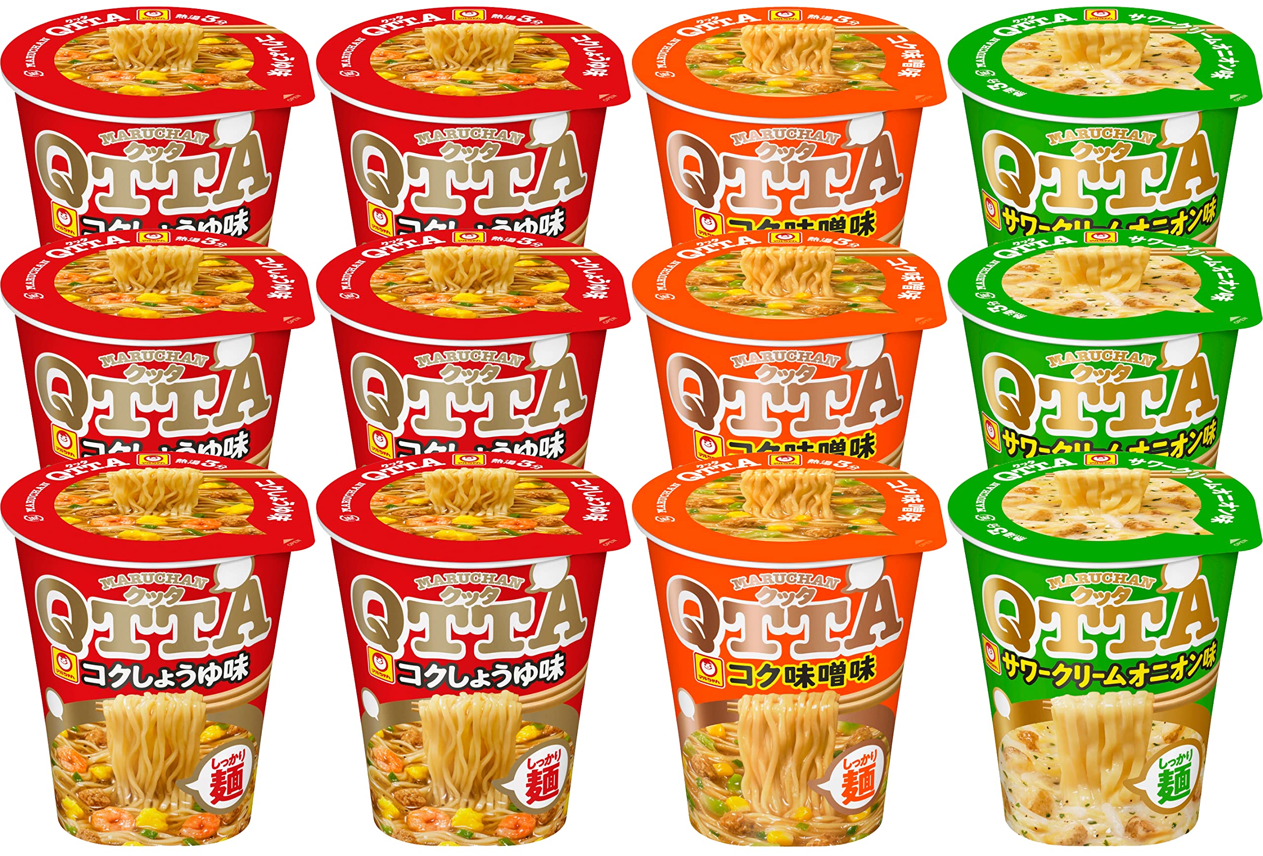 【61%OFF】【1,351円】 マルちゃん クッタ 人気3種セット(コクしょうゆ味6個,コク味噌味3個,サワークリームオニオン味3個 計12個)