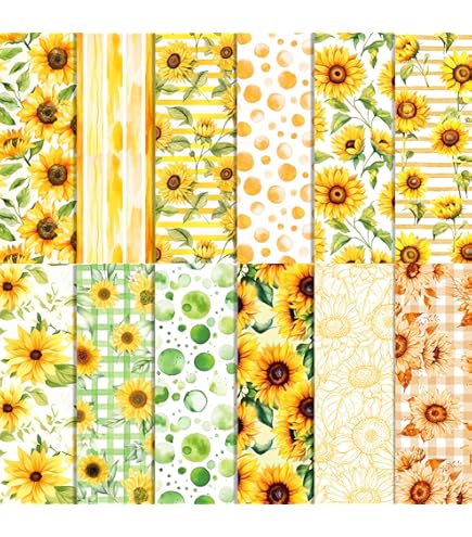Amazon | Whaline 24枚 ひまわり柄 ペーパーパック 花柄 スクラップ